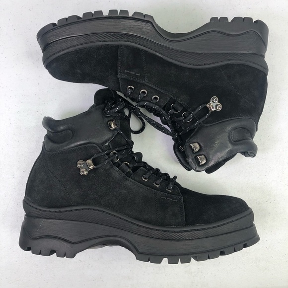 ALL Saints Donte Black Suede Leather Lace Up Boots